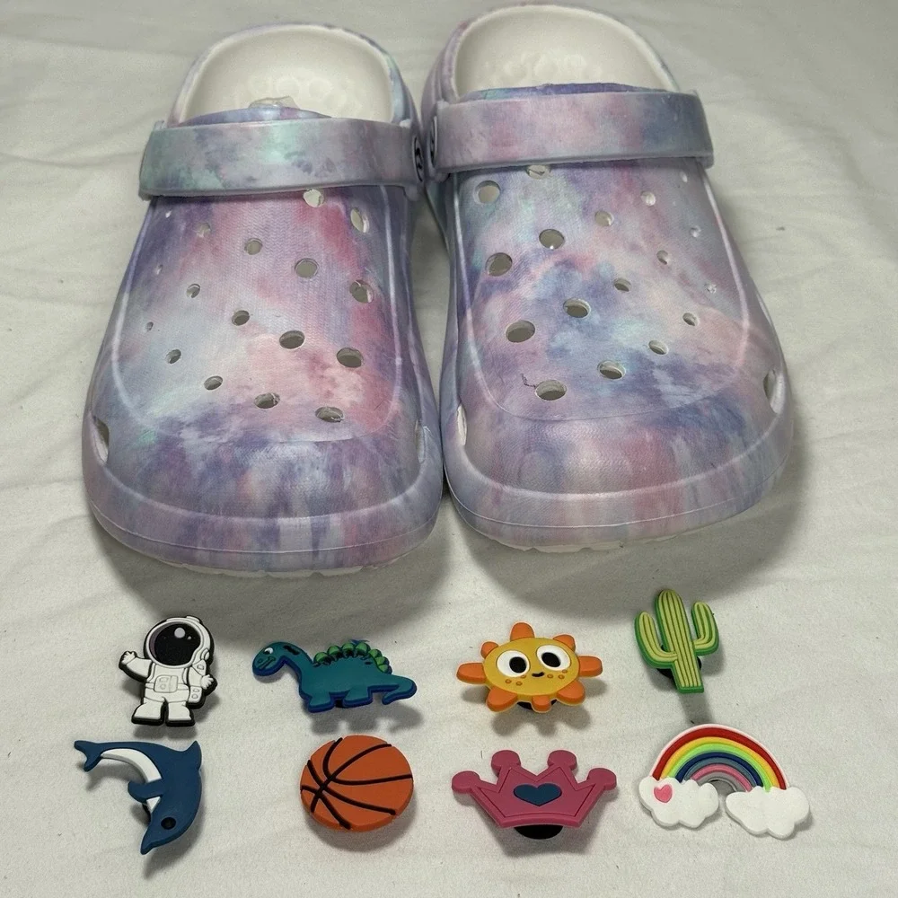 Kids Tie Dye Clogs Slides Sandals Size US 4 EU‎ 35 Slip On Lightweight Comfort